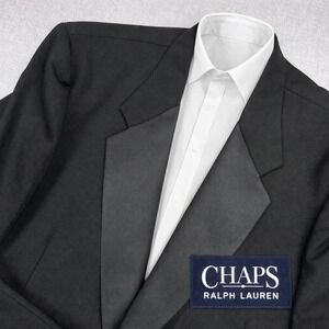 Vintage 90s Chaps Ralph Lauren Tuxedo Blazer Satin Lapel Men 50XL Black Formal